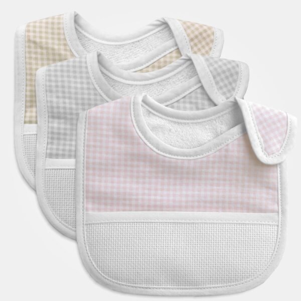 I Ricami del Cuore Bavaglie Bavaglia Jersey Quadretto Chiusura con Velcro – XPBV28