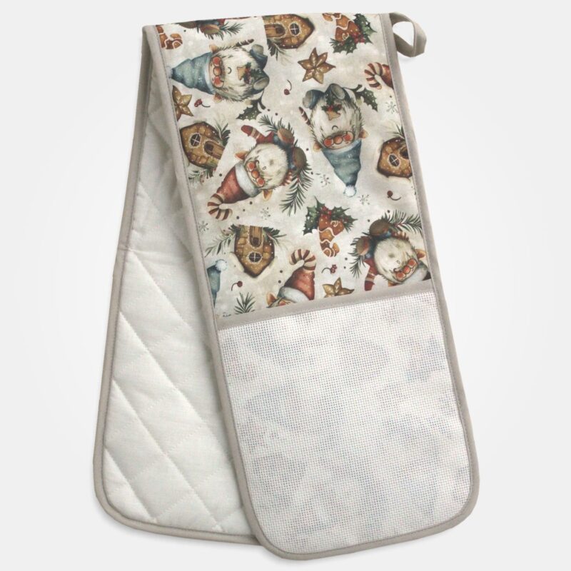 Guanto Da Forno Doppio A Forma Di Gatto, Bianco E Nero, Resistente Al Calore Fino A 250°C – Lungo 88 Cm, In Cotone Trapuntato, Lavabile