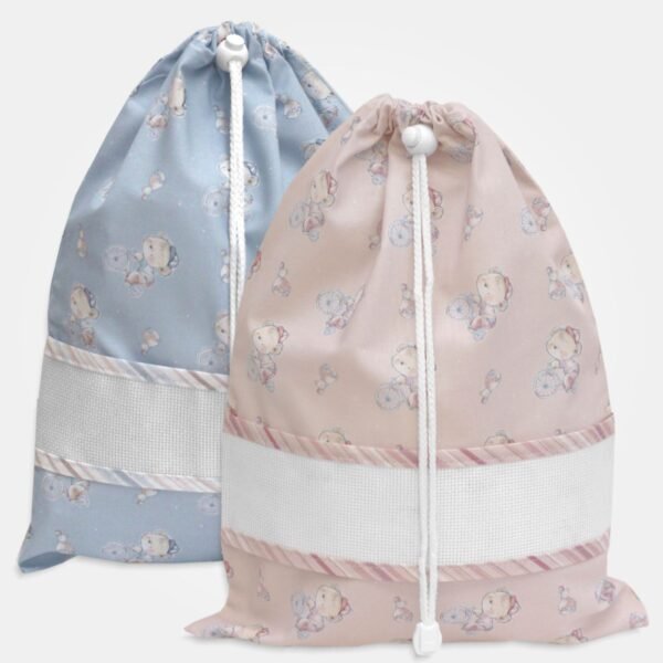 I Ricami del Cuore Buste neonato Sacca Porta Corredino “Bimbo Bici2 con tela Aida – XPCO70.16