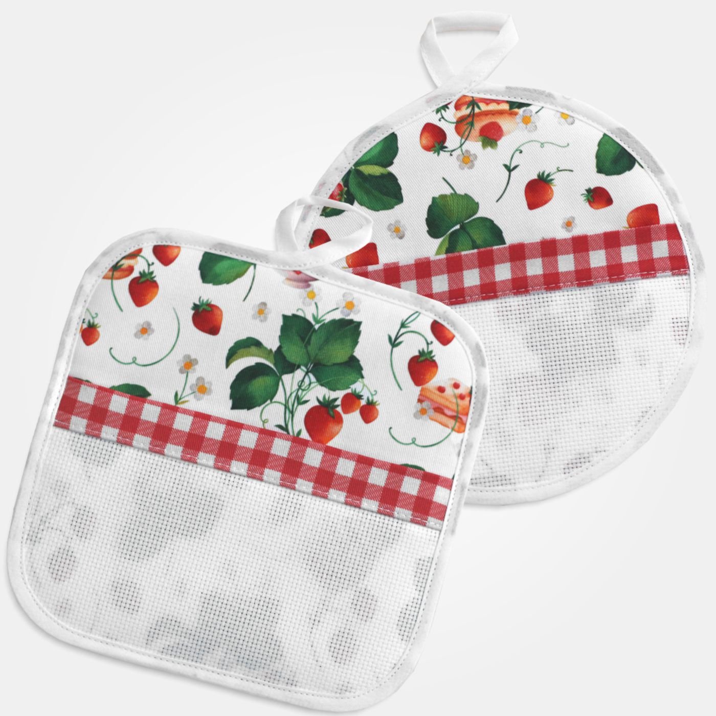 I Ricami del Cuore Cucina Set due presine Fragole con tela Aida –XPCU86.19 3 I Ricami del Cuore Cucina Set due presine Fragole con tela Aida –XPCU86.19 3