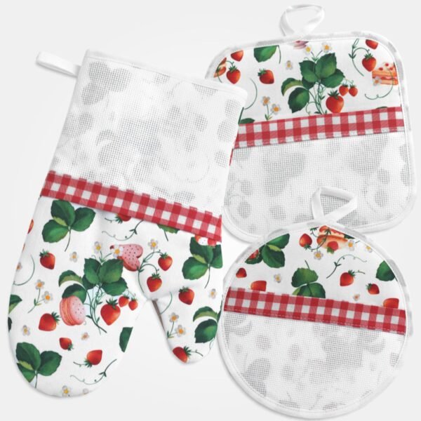I Ricami del Cuore Set guantone e presine Set Guantone e Presine Fragole con tela Aida – XPCU86.20 2