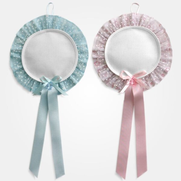 I Ricami del Cuore Coccarde Nascita Sopra culla tondo con tela Aida – FN1088.B