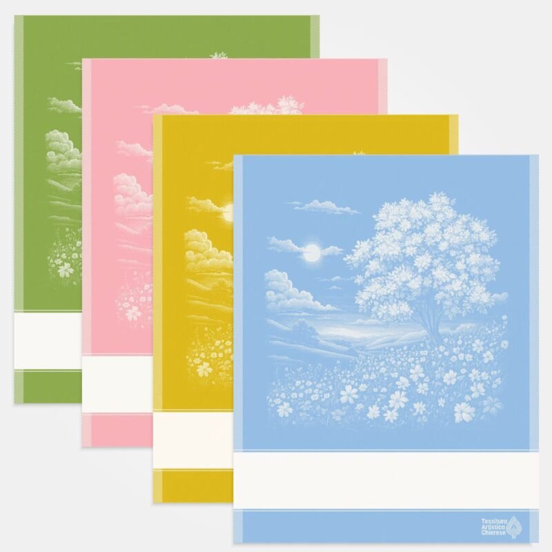 I Ricami del Cuore Cucina Strofinaccio Paesaggio in MISTO LINO con tela Aida -XPST164 4