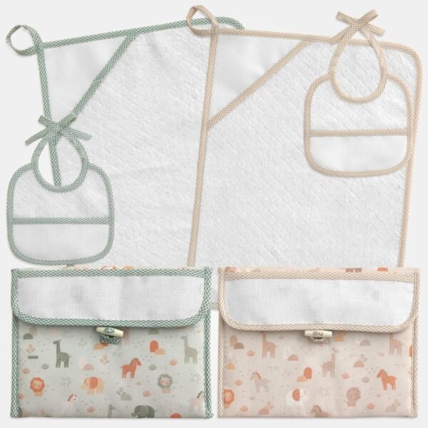 I Ricami del Cuore Bavaglie Set neonato “Africa”: busta, bavaglia, salvietta con tela Aida – XPCO39.17 2