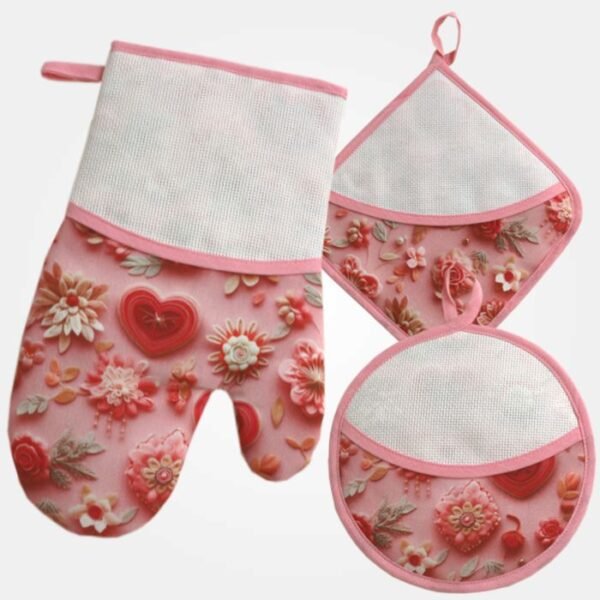 I Ricami del Cuore Cucina Set Guantone e Presine Rose con tela Aida – XPCU91.20 2