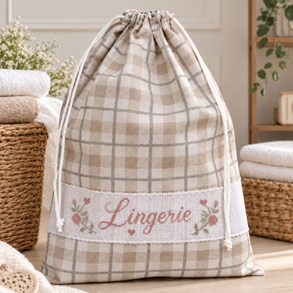 I Ricami del Cuore Bagno Sacchetto Porta Biancheria con Tela AIDA – BA149.14