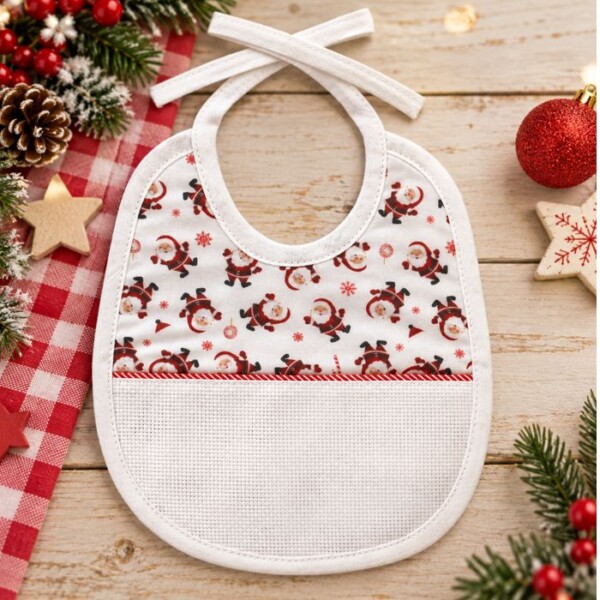 I Ricami del Cuore Bavaglie Natalizie Bavaglia Babbo Natale con Tela Aida – NA252