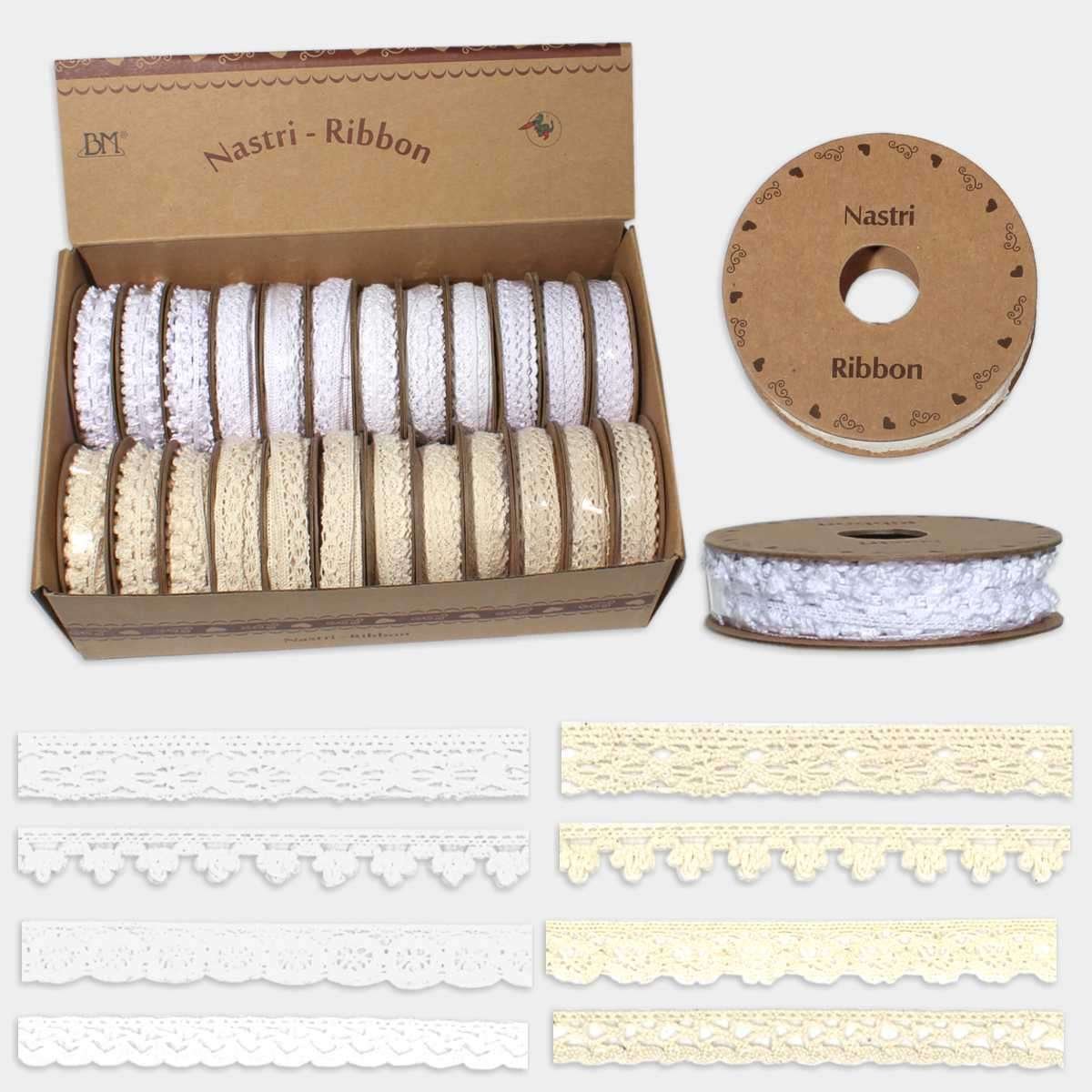 I Ricami del Cuore Passamanerie in Box Pizzi assortiti in box di cartone, 24 Rotoli da 3mt – ASPS21 4 I Ricami del Cuore Passamanerie in Box Pizzi assortiti in box di cartone, 24 Rotoli da 3mt – ASPS21 4