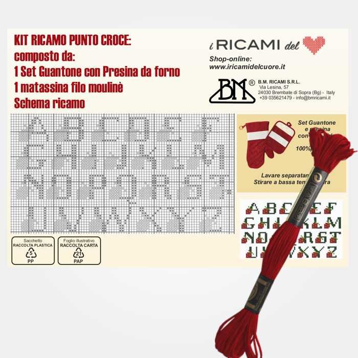 I Ricami del Cuore Cucina KIT Guantone e Presina con filo Mouliné e Schema ricamo – CU2605.20K-B 5