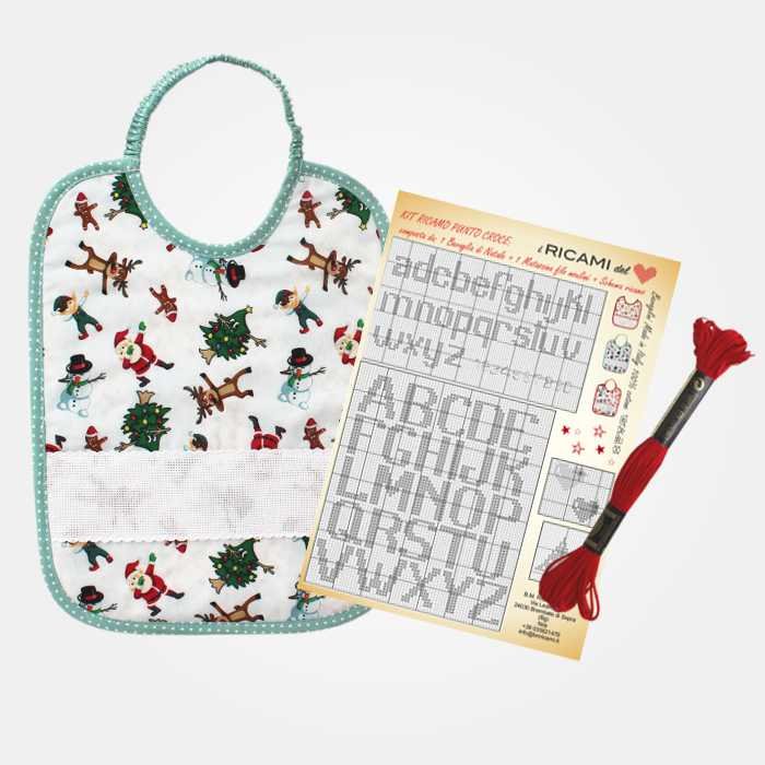I Ricami del Cuore Bavaglie Natalizie Kit con Bavaglia natalizia, Matassina Moulinè, Schema ricamo – NA256.KIT 9