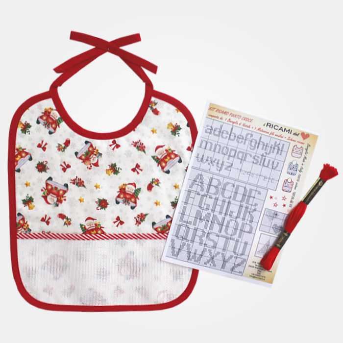I Ricami del Cuore Bavaglie Natalizie Kit con Bavaglia natalizia, Matassina Moulinè, Schema ricamo – NA256.KIT 3