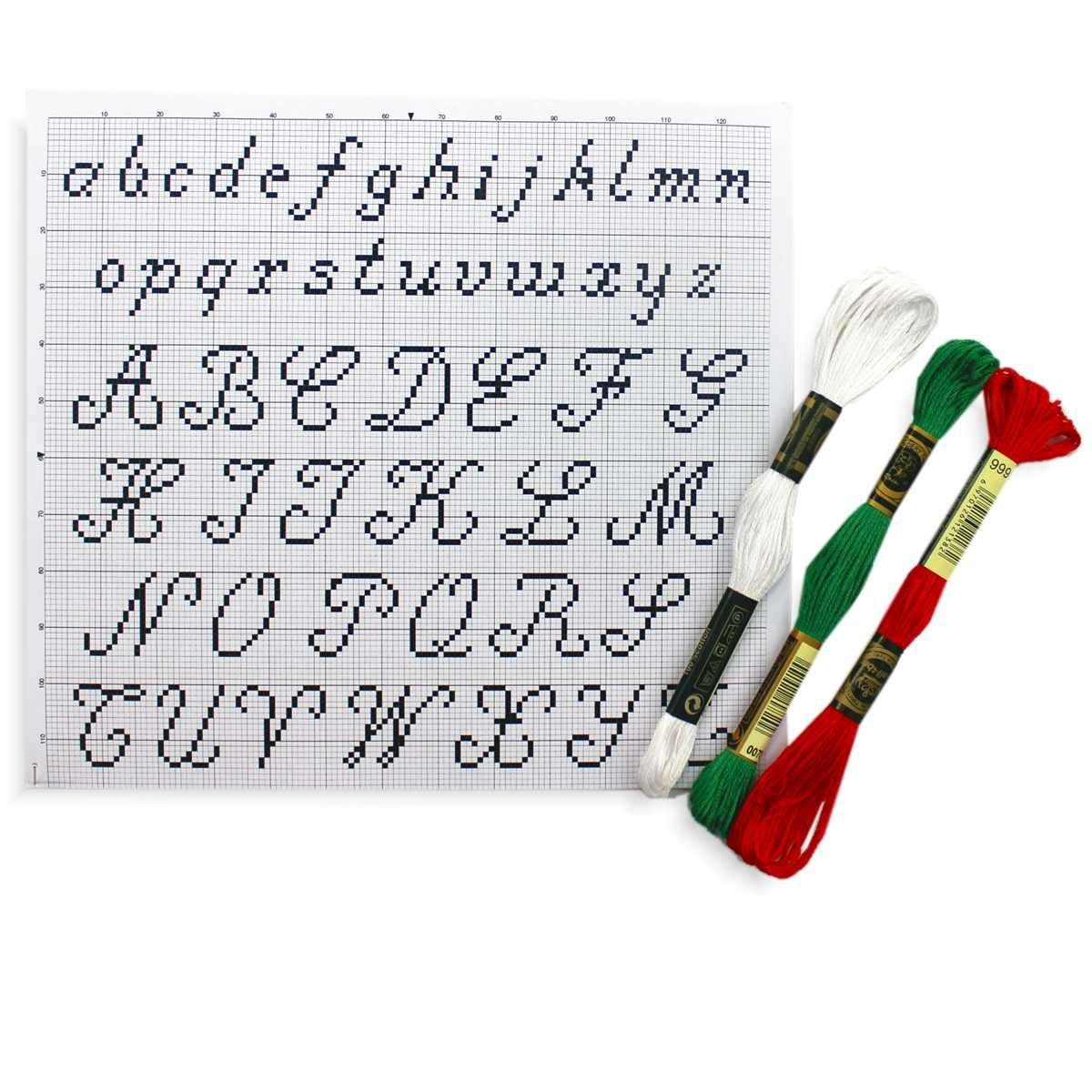 I Ricami del Cuore Strofinacci Natalizi Set 3 Strofinacci Natale (2 pz con Tela AIDA- 1 pz senza Tela Aida), 3 Matassine e Alfabeto – XPNA900.KT 7