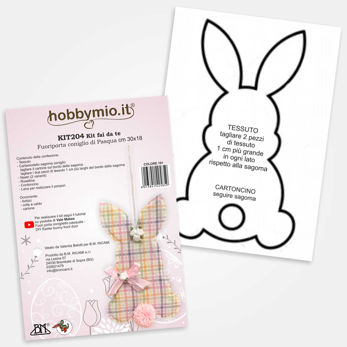 I Ricami del Cuore Decorazioni Pasqua Kit fuori porta coniglio – KIT204 4