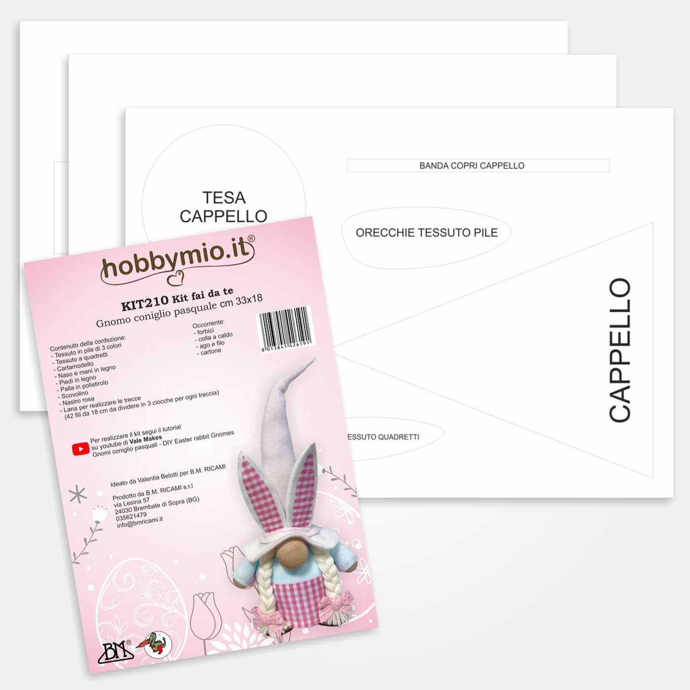 I Ricami del Cuore Decorazioni Pasqua Kit gnomo coniglio pasquale femmina – KIT210 5