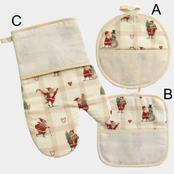 I Ricami del Cuore Guantoni e presine natalizie Set Guantone e Presine Babbo – NA743.20