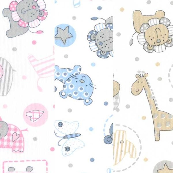 I Ricami del Cuore Tessuti per bambini 0,5 Mt. Tessuto Piquet Millerighe Animaletti – TS135
