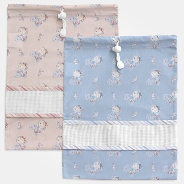 I Ricami del Cuore Buste neonato Sacca Porta Corredino “Bimbo Bici2 con tela Aida – XPCO70.16 2