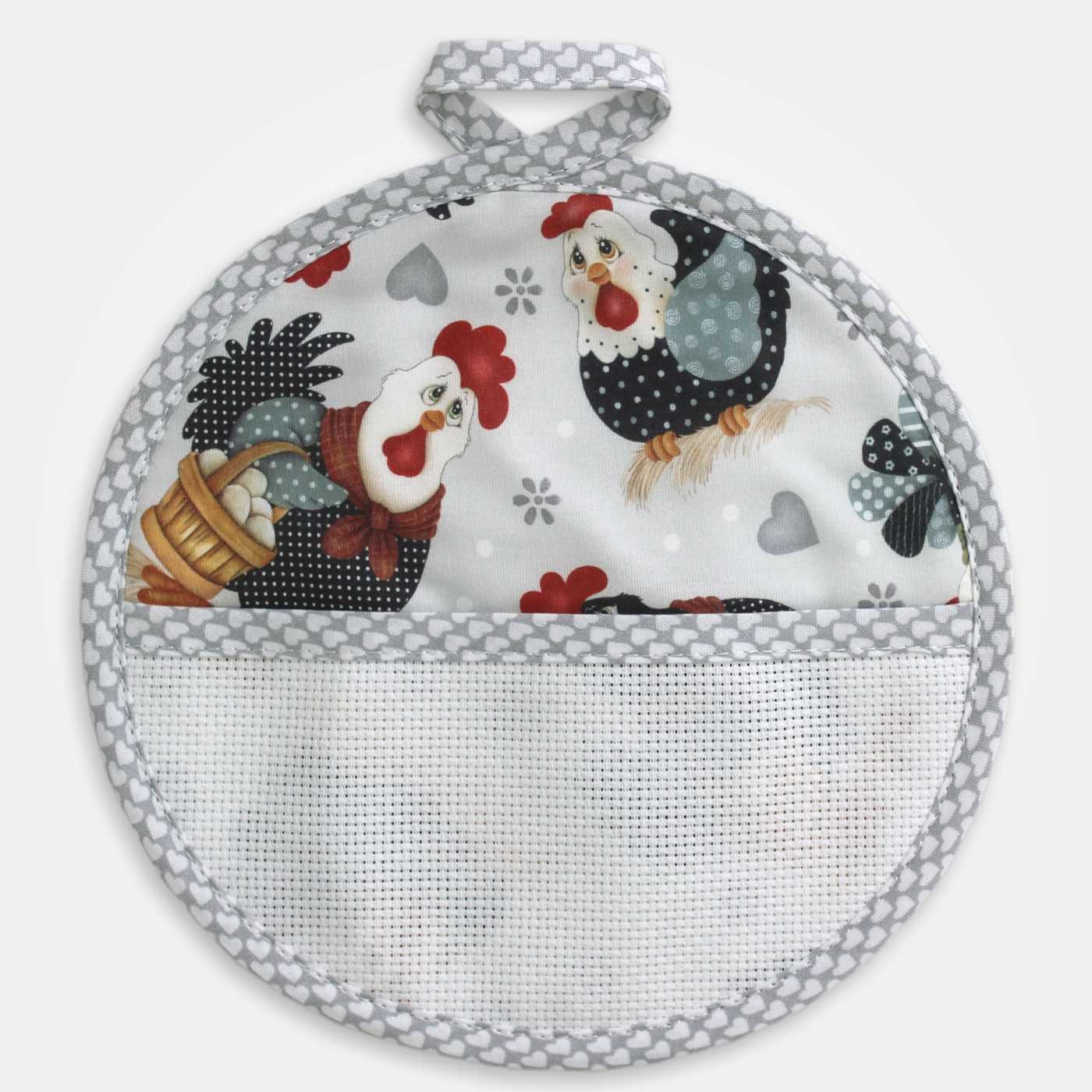 I Ricami del Cuore Cucina Presina rotonda con tela Aida + Presina a cappuccio con tela Aida + Cestino Legno – XPCU76 4