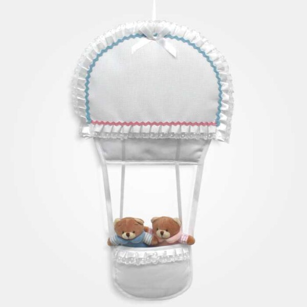 I Ricami del Cuore Coccarde Nascita Coccarda Nascita  Mongolfiera per Gemelli da Ricamare – FN1057 3