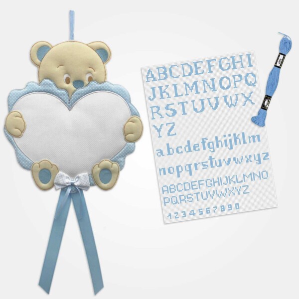 I Ricami del Cuore Coccarde Nascita Coccarda Nascita Orso Cuore da Ricamare con Schema e Filo – FN1066