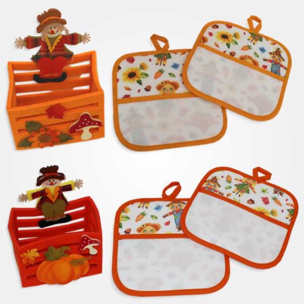 I Ricami del Cuore Cucina Cestino di Feltro con Presine – OG256.19