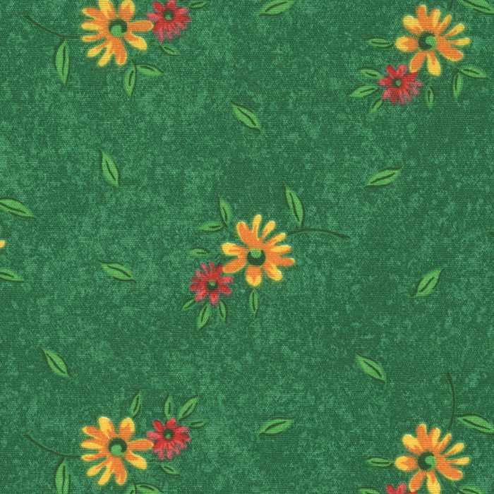 I Ricami del Cuore Linea Tessuti 1 Mt. Tessuto Verde Fiori Grandi – TS1607