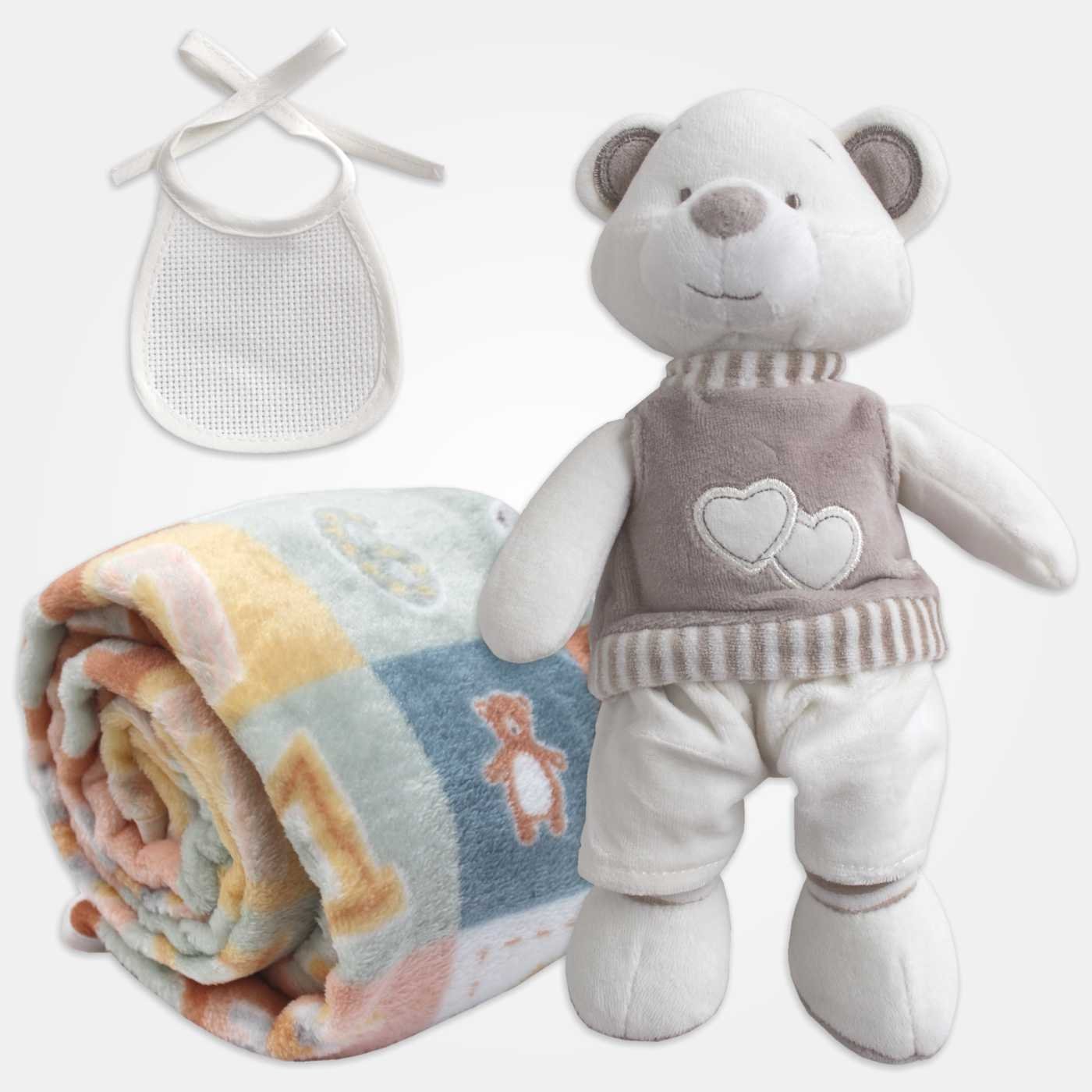 I Ricami del Cuore Culla Set Orso + Bavaglino Decorativo + Copertina Culla – XPLE18 2