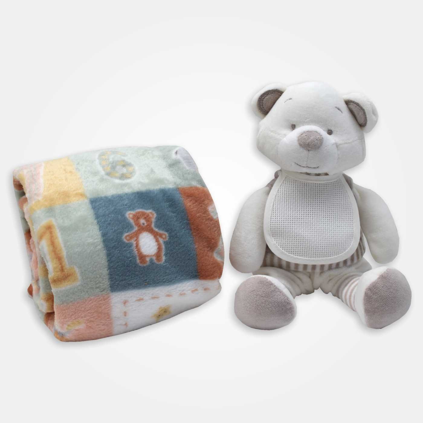 I Ricami del Cuore Culla Set Orso + Bavaglino Decorativo + Copertina Culla – XPLE18